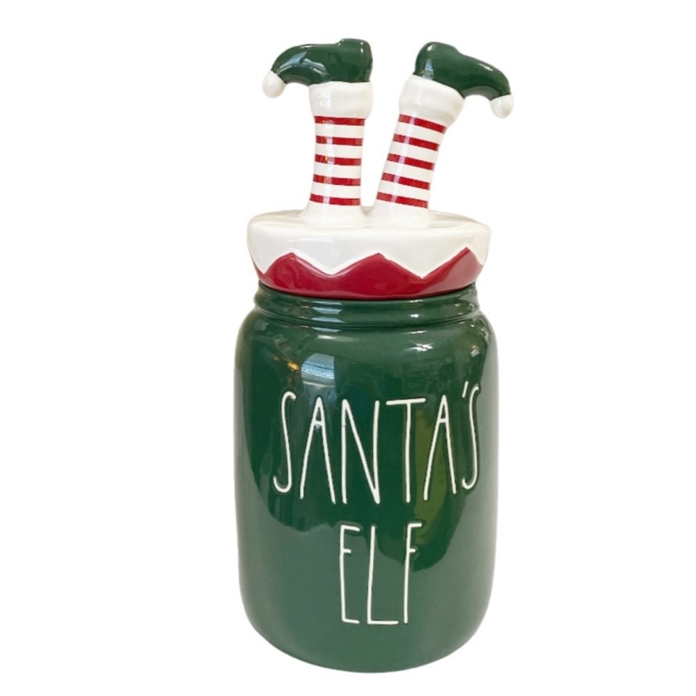 NEW Rae Dunn SANTA’S ELF Christmas Canister w/Elf Feet Topper🎅🏻🎅🏻🎅🏻